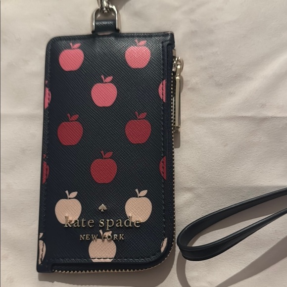 Kate Spade Navy Blue and Red Apple Lanyard. - Picture 2 of 3